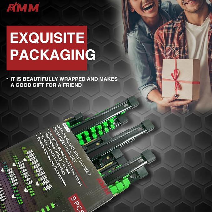 AMM 9-Piece Socket Organizer, 1/2 inch, 3/8 inch and 1/4 inch Drive ABS - Image 7