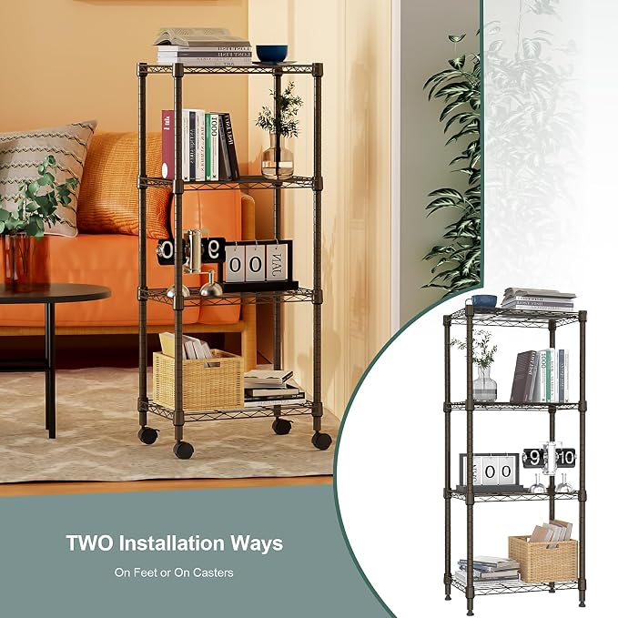 1000 lbs 4-Shelf Adjustable Heavy Duty Steel Wire Rack, Adjustable Storage - Image 7