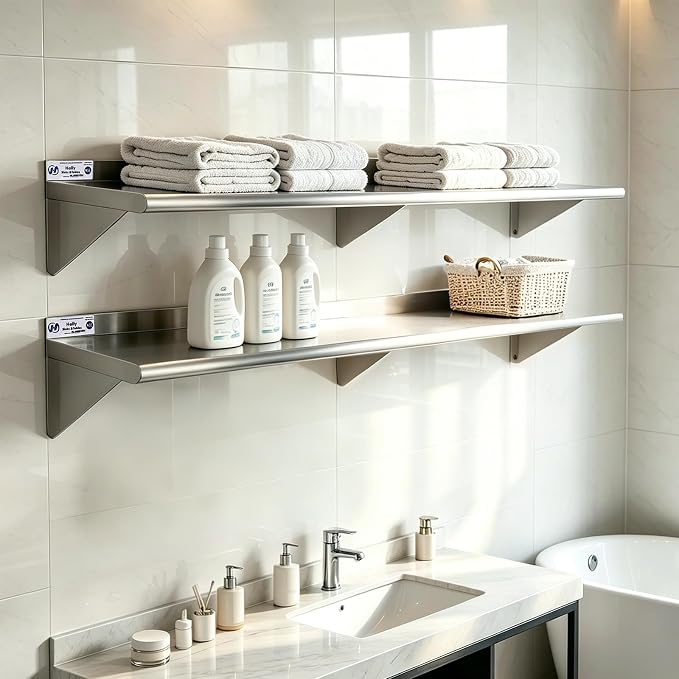 Hally Stainless Steel Shelf Wall Mounted Metal Shelf Wall Shelf 12 x 60 NSF - Image 8