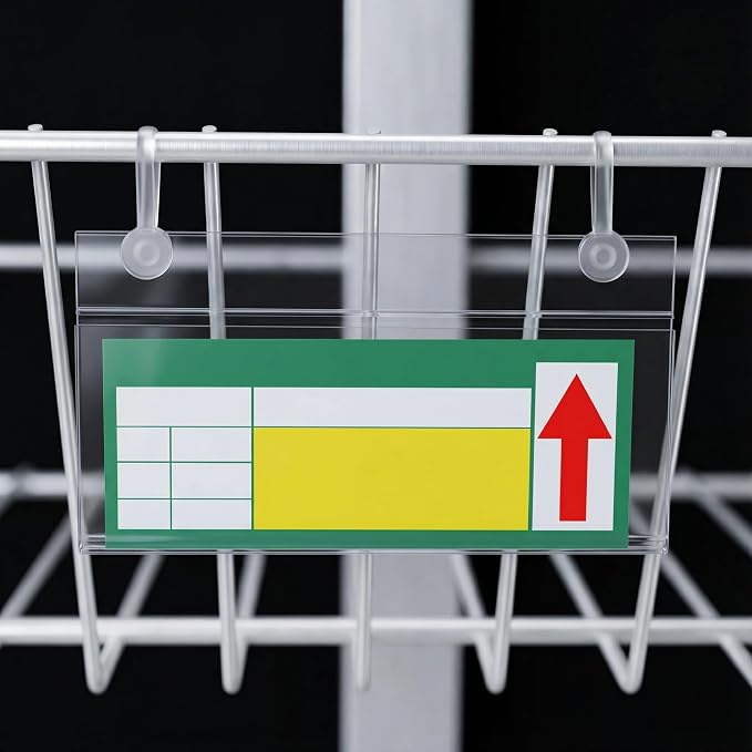 Elsjoy 100 Pack Plastic Wire Shelf Label Holders, Reusable Basket Label Holders - Image 8