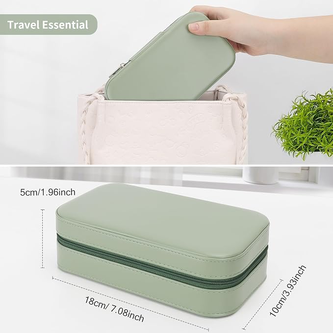 DesignSter Travel Jewelry Box, PU Leather Portable Jewelry Case, Small Jewelry - Image 6
