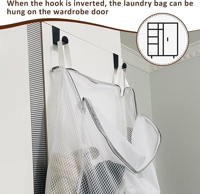 Hanging Washable Laundry Hamper | Over Door Mesh Laundry Bag - Image 6