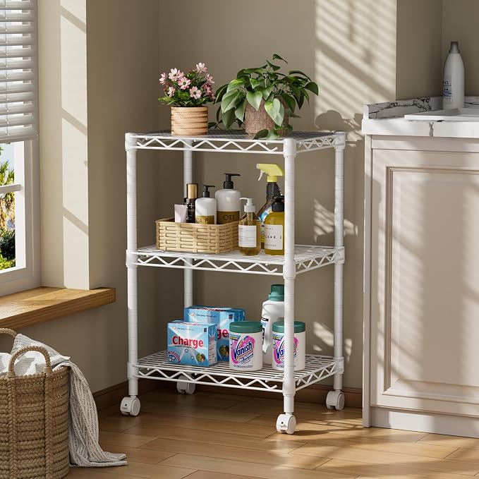 3 Tier Adjustable Storage Shelves Heavy Duty Metal Utility Shelf Wire Shelving - Image 9