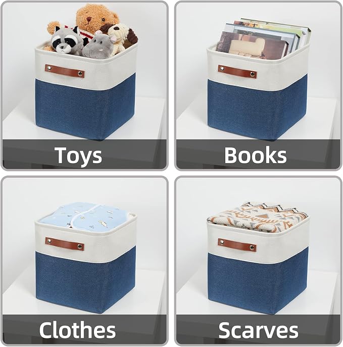 HNZIGE Fabric Cube Storage Bins Basket Set of 4, Closet Storage Cubes - Image 7