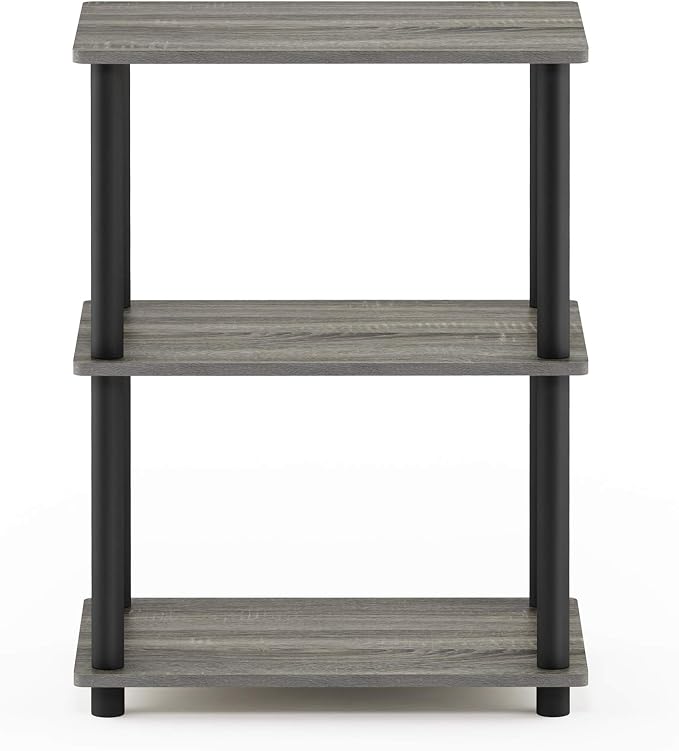 Furinno Turn-N-Tube No Tool 3-Tier Storage Shelf, French Oak Grey/Black - Image 5