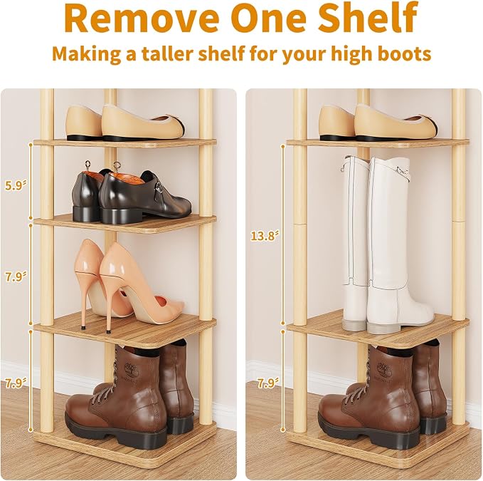 LUCKNOCK Vertical Shoe Rack, 8-Tier Tall Narrow Shoe Organizer - Image 9