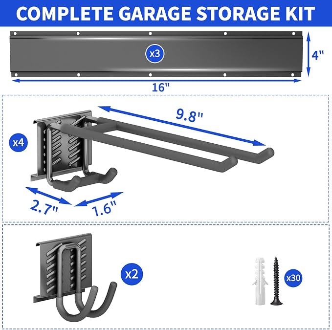 Garage Wall Organizer Wall Mount, 48inch Heavy Duty Garden Tool organizer - Image 7
