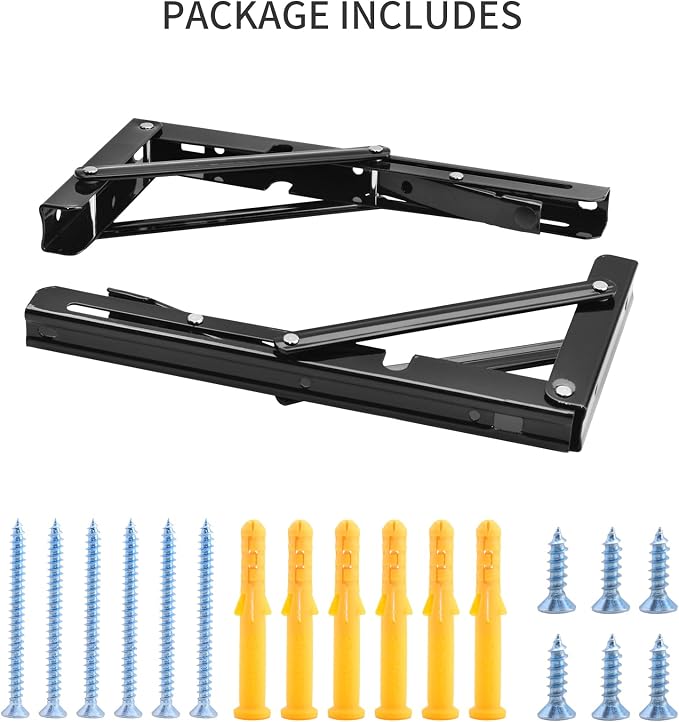 YUMORE Folding Shelf Brackets, 8 Inch Heavy Duty Collapsible Shelf Bracket - Image 7