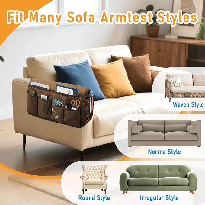 Armchair Caddy, Sofa Armrest Organizer, Non Slip Recliner Organizer, Remote - Image 7