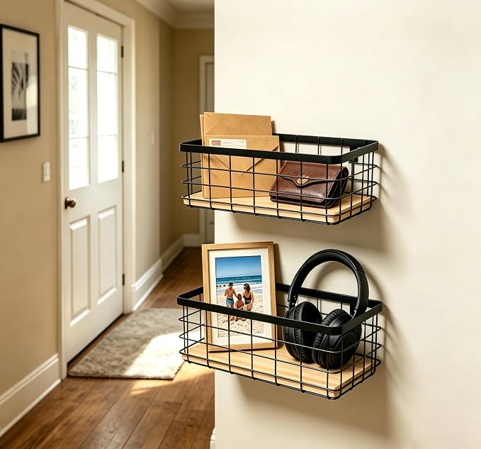 Metal Wire Basket for Kitchen Cabinet Pantry Bathroom Set of 2 | Detachable - Image 7