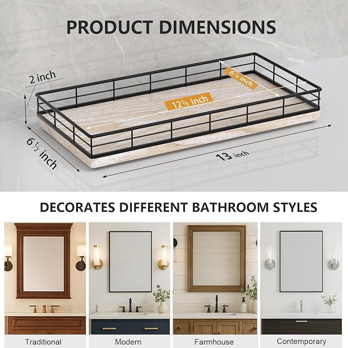 Toilet Paper Basket Organizer – Ash Wood Toilet Tank Tray - Image 6