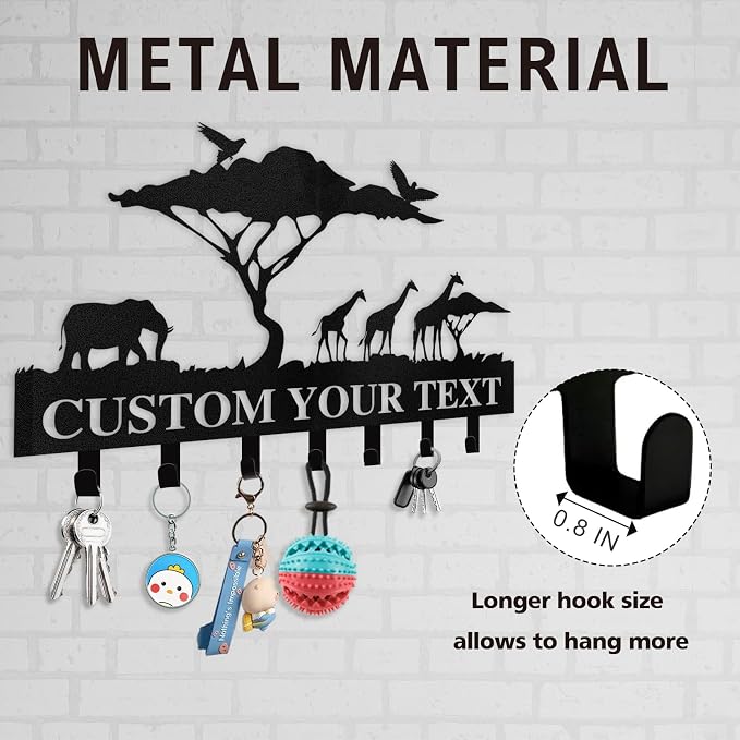 Personalized Key Holder for Wall | Custom Name Metal Cabin Key Hooks | Coat - Image 8