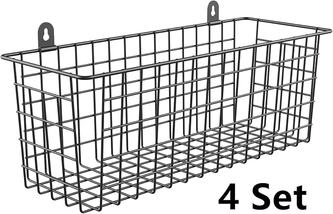 MaraFansie Extra Large Hanging Wall Basket 4-Pack Wall Mounted Wire Basket - Image 7