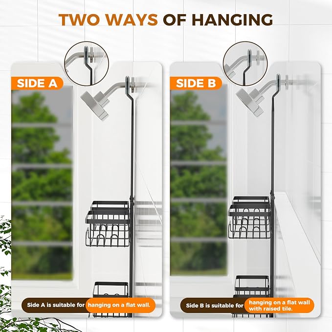 REINHARDT Shower Caddy Hanging for Handheld Showerheads Adjustable Split Shower - Image 9