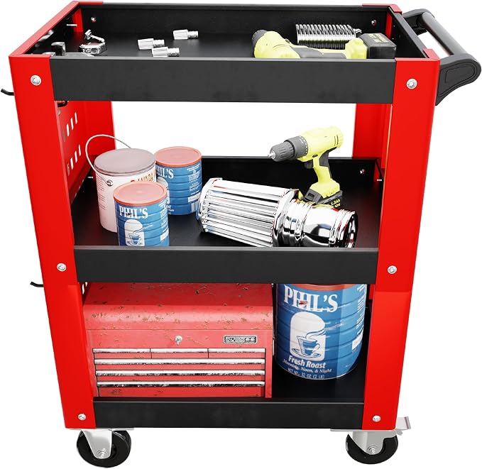 3 Tier Rolling Tool Cart on Wheels, Mechanic Storage Organizer, Rolling Work - Image 8