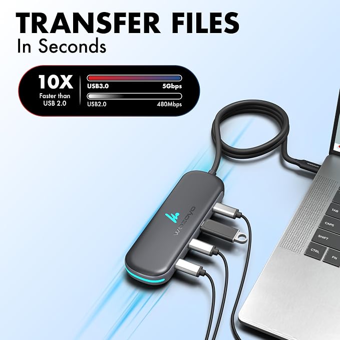 Type C to 4 in 1 Type C Hub, Wozoyo 4XType C 5 Gbps, Data Transfer Upto 5Gbps - Image 8