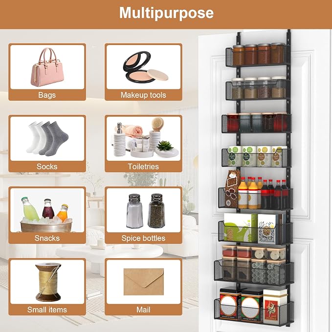 VyGrow Over The Door Organizer, 8-tier Metal Door Organizer Hanging - Image 8