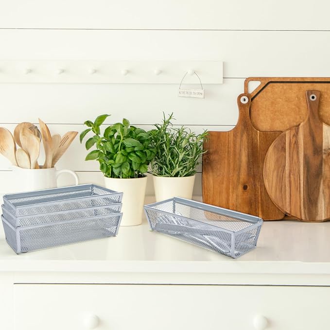 4PCS Drawer Organizer for Kitchen, Utensil Mesh Drawer Organizer - Image 9