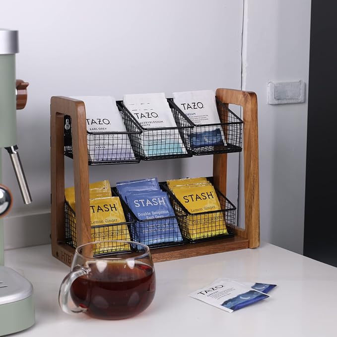 HTB 2 Tier Tea Organizer for Tea Bags, Tea Bag Holder - Image 9