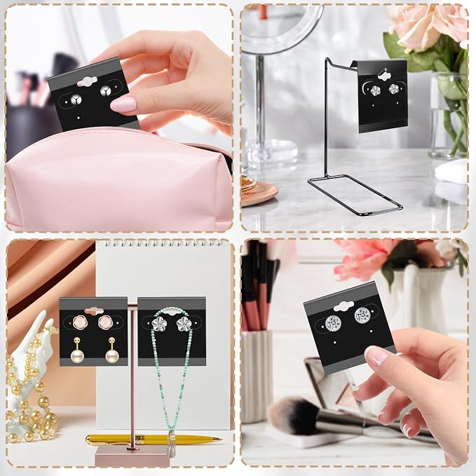 100 Pieces Black Earring Card Holders Velvet Hanging Jewelry Display Cards - Image 6