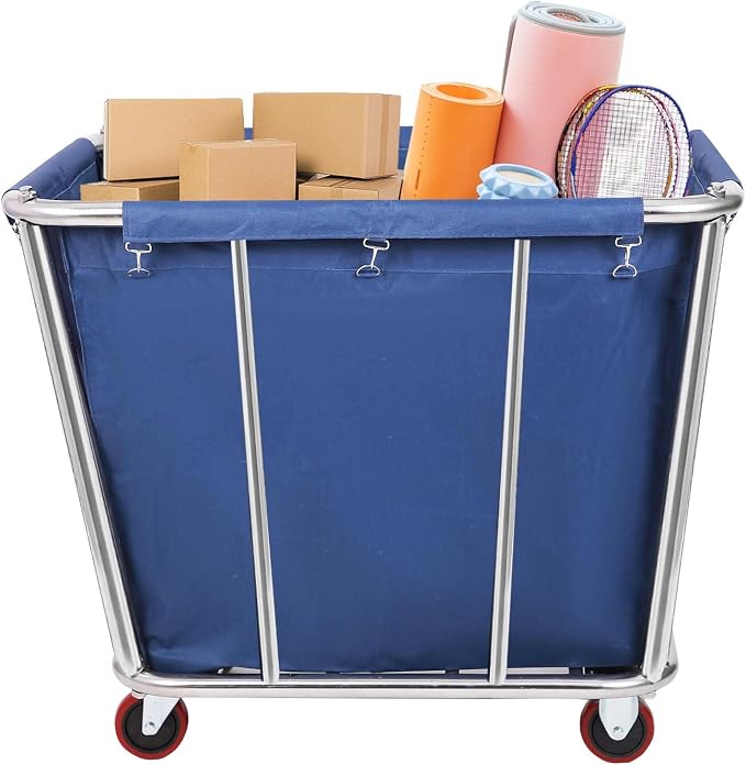 Laundry Cart Commercial/Home, 10 Bushels Heavy Duty Large Stainless Steel - Image 6