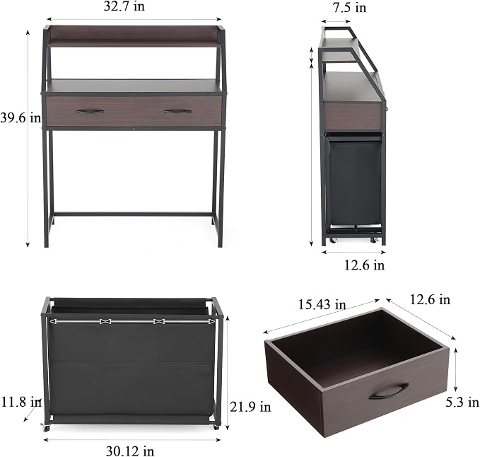 Laundry Hamper with Shelf, 2 Tier Rolling Laundry Hamper 3 section, Laundry - Image 7