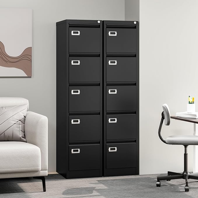 5-Drawer File Cabinet, 16.3" Deep Vertical Metal Filing Cabinet - Image 7