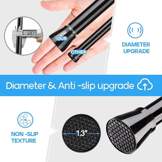 Tension Curtain Rod Black 4PCS Tension Rods - Image 7