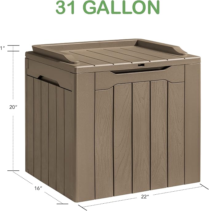 Homall 31 Gallon Resin Deck Box Waterproof Outdoor Storage Lockable Indoor - Image 3