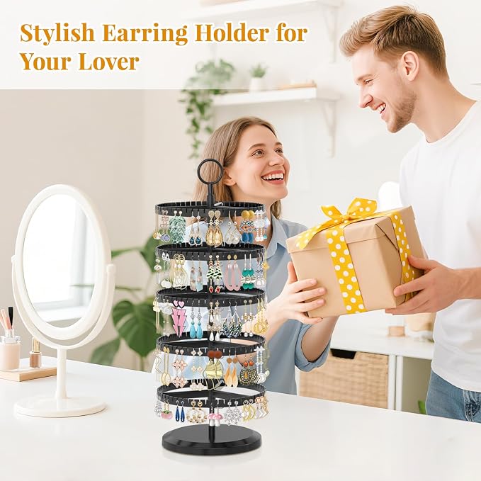 EsLuker.ly Earring Holder Organizer Rotating Stud Display Tree Rack, 5 Tier | - Image 8