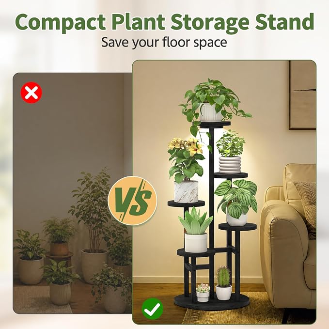 LASZOLA 5 Tiered Wood Plant Stand Indoor Corner - Image 9