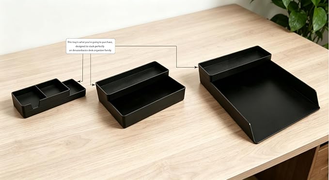 Amazon Basics Rectangular Plastic Desk Organizer, Half Accessory Tray - Image 7