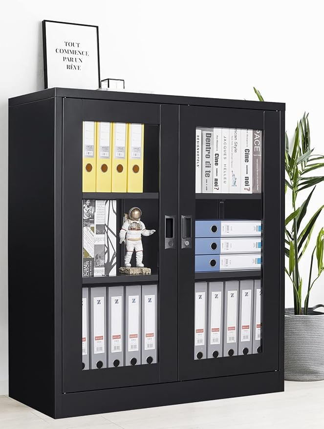 SISESOL Black Metal Storage Cabinet - Image 10
