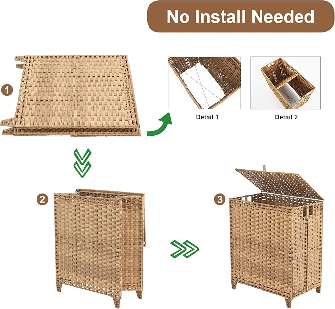 Laundry Hamper with Lid, 190L Large Laundry Basket 3 Section with 6 Removable - Image 7