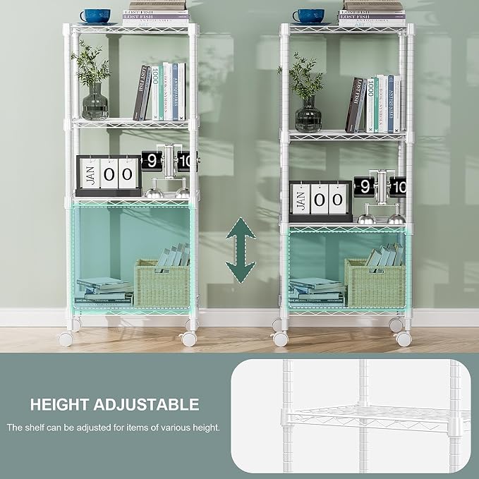 1000 lbs 4-Shelf Adjustable Heavy Duty Steel Wire Rack, Adjustable Storage - Image 7