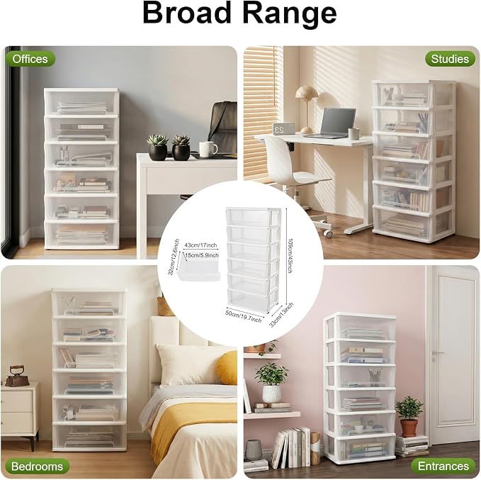 Plastic Drawer Storage Organizer Rolling Cart, Vertical Storage Tower Container - Image 9