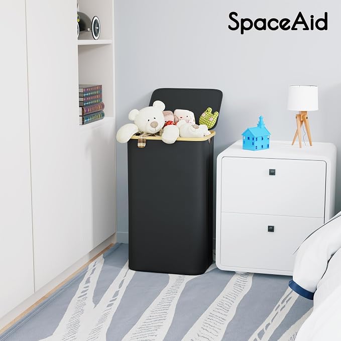 SpaceAid Laundry Hamper with Lid, 110L Large Tall Clothes Basket Bin with - Image 6