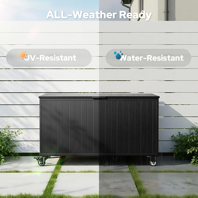 Outdoor Storage Box with Wheels 150 Gallon, Metal Deck Boxes Waterproof - Image 7