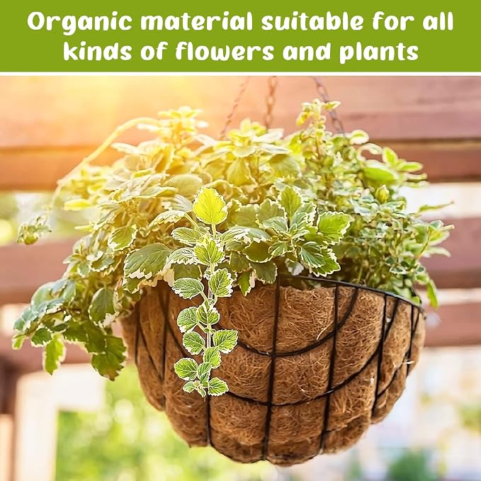 6 Pack 10 Inch Hanging Basket Coco Liners Replacement, 100% Natural Round - Image 7