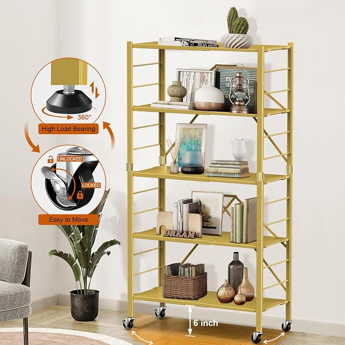 5 Tier Foldable Storage Shelves, Expandable Folding Shelving Units - Image 7