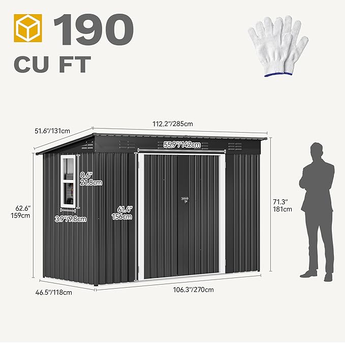 DWVO 9' x 4' Outdoor Storage Shed - Image 9