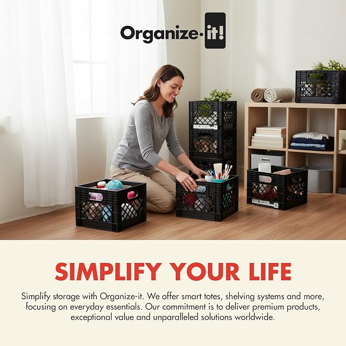 ORGANIZE-IT! 4 Pack Storage Milk Crate, Heavy Duty Versatile Box Organizers - Image 5