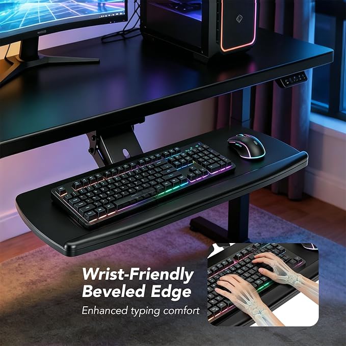 Keyboard Tray Under Desk with Storage Drawer, Height Adjustable Keyboard Tray - Image 7