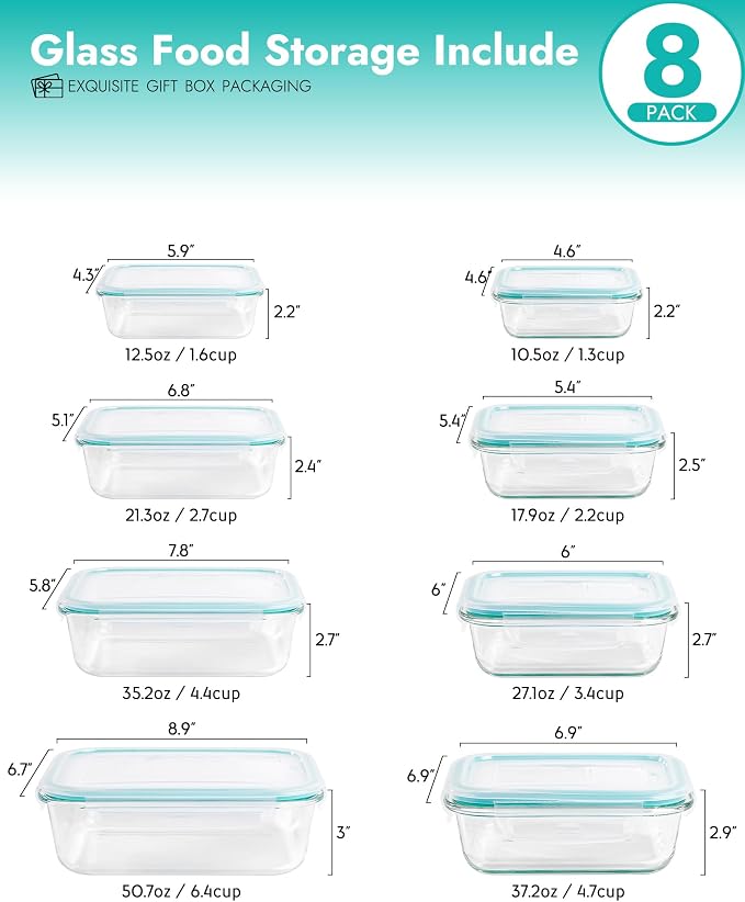 8-Piece Borosilicate Glass Food Storage Containers Set - Image 8