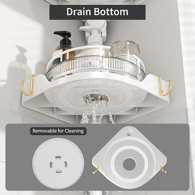 akinbas 360° Rotating Shower Caddy Tension Pole - Image 9