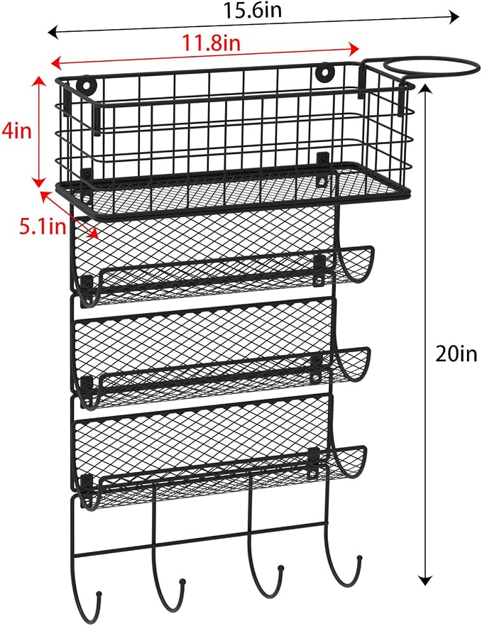 Wall-Mounted Hair Dryer Holder Styling Tool Organizer 4-Shelf Storage Wire - Image 9