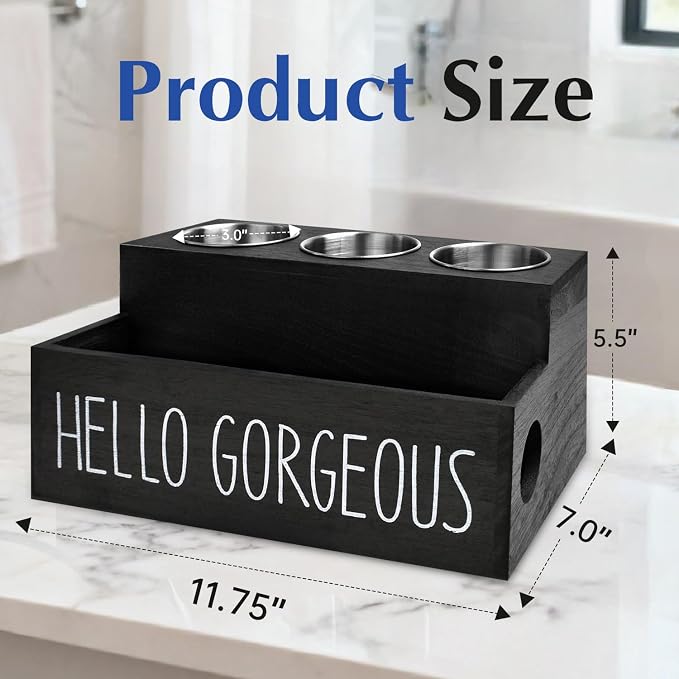 Wooden Hair Tool Organizer, Hair Dryer Holder - Image 7