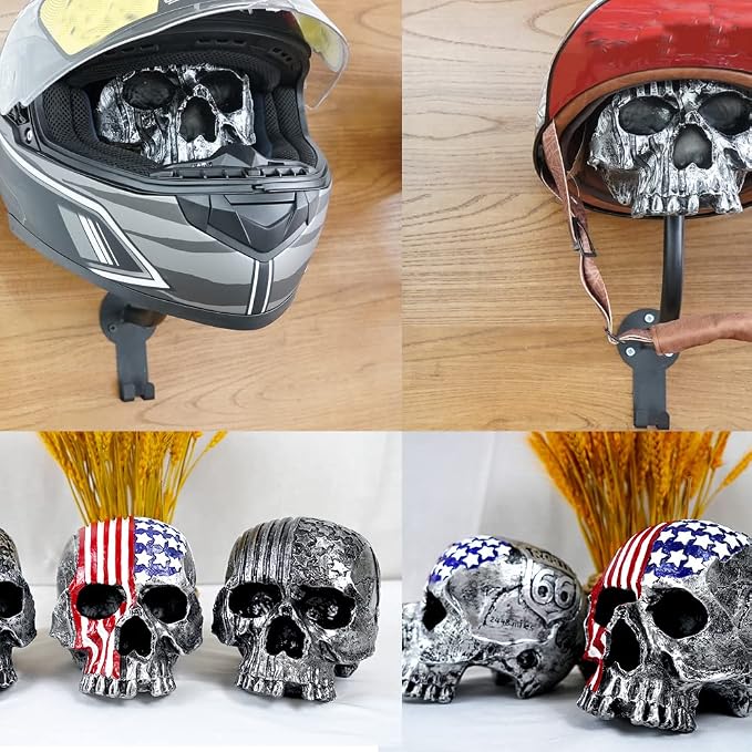 Motorcycle Accessories Helmet Holder Wall Mount, Colour Skull Motorcycle Helmet - Image 6
