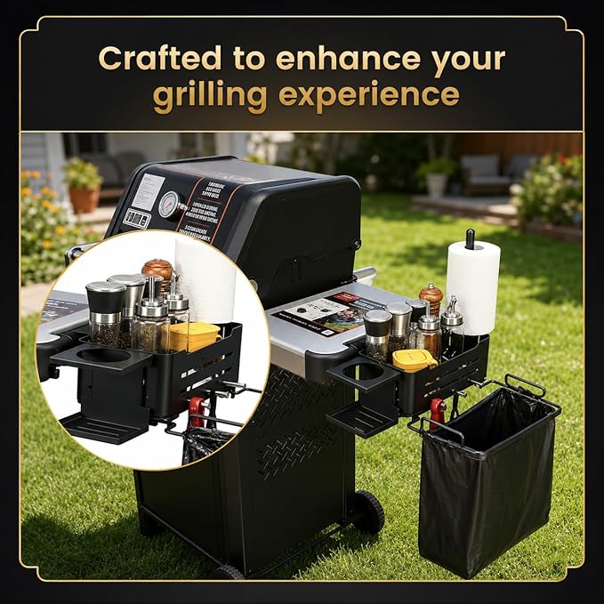 QuliMetal Grill Organizer Kit for Weber Works – Rail‑Mounted Grill Accessory Set - Image 5