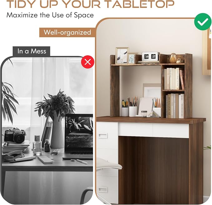 Tangkula Desktop Bookshelf, Countertop Storage Hutch - Image 9